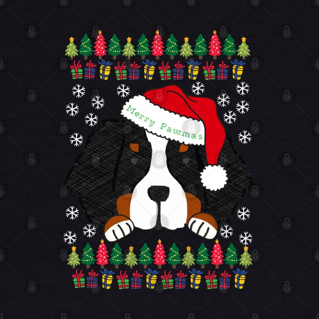 Ugly Christmas Sweater Bernese Mt Dog Santa by EMR_Designs